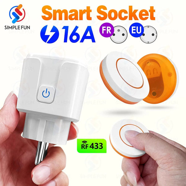 Planet Gates 433Mhz EU FR Wireless Remote Control Plug 16A 220V RF Smart Socket Mini Round Remote,Electrical Outlet for Home Appliance ON/OFF