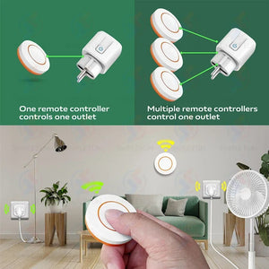 Planet Gates 433Mhz EU FR Wireless Remote Control Plug 16A 220V RF Smart Socket Mini Round Remote,Electrical Outlet for Home Appliance ON/OFF
