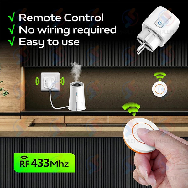 Planet Gates 433Mhz EU FR Wireless Remote Control Plug 16A 220V RF Smart Socket Mini Round Remote,Electrical Outlet for Home Appliance ON/OFF