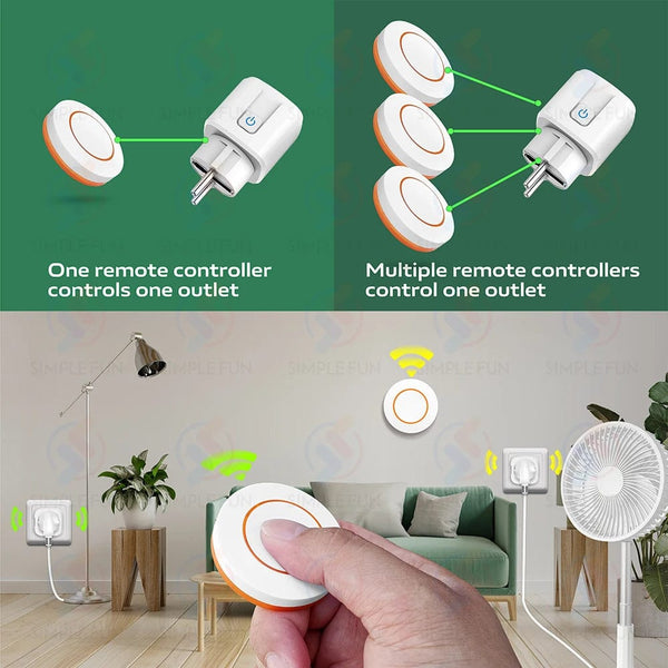Planet Gates 433Mhz EU FR Wireless Remote Control Plug 16A 220V RF Smart Socket Mini Round Remote,Electrical Outlet for Home Appliance ON/OFF