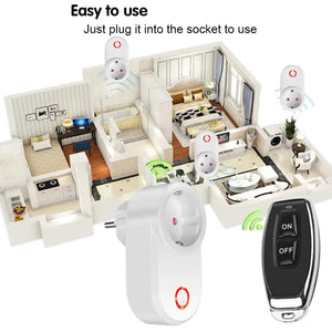 Planet Gates 433MHz RF Universal Remote Electric Smart Socket with Remote Control 220V 15A EU Plug Control for Home Appliance/Lamp/Fan