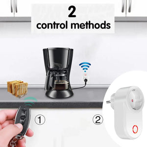 Planet Gates 433MHz RF Universal Remote Electric Smart Socket with Remote Control 220V 15A EU Plug Control for Home Appliance/Lamp/Fan