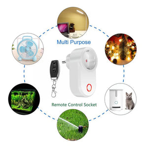 Planet Gates 433MHz RF Universal Remote Electric Smart Socket with Remote Control 220V 15A EU Plug Control for Home Appliance/Lamp/Fan