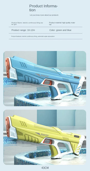 Planet Gates 43cm Full Electric Automatic Water Storage Gun Toys Portable Children Summer Beach Outdoor Fight Fantasy Toys for Boys Kids Game