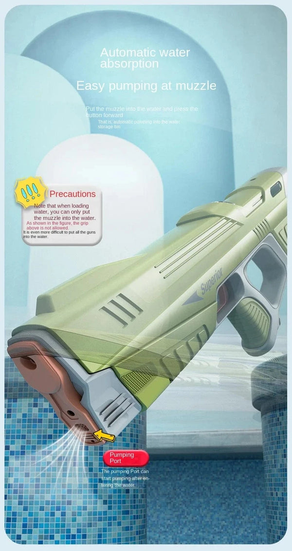 Planet Gates 43cm Full Electric Automatic Water Storage Gun Toys Portable Children Summer Beach Outdoor Fight Fantasy Toys for Boys Kids Game