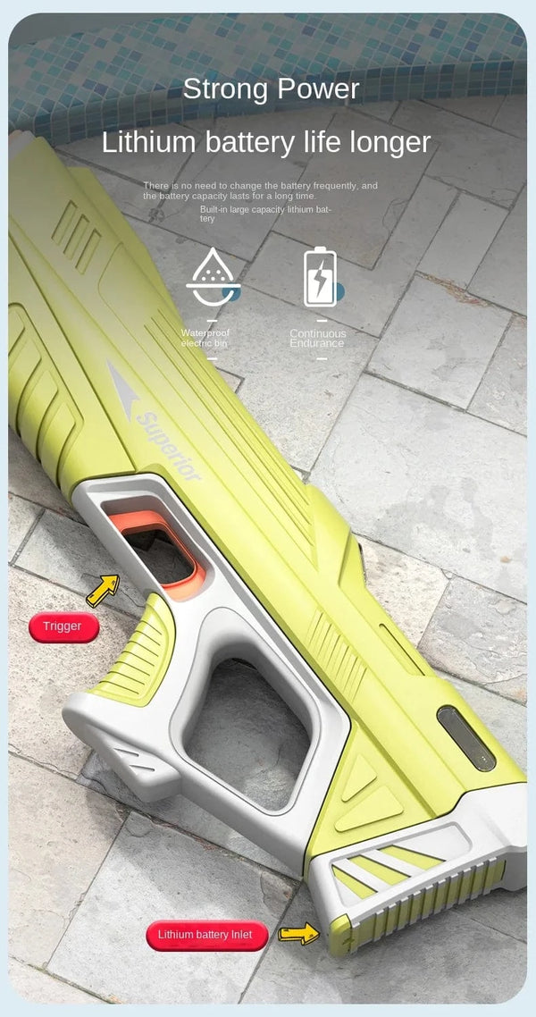 Planet Gates 43cm Full Electric Automatic Water Storage Gun Toys Portable Children Summer Beach Outdoor Fight Fantasy Toys for Boys Kids Game