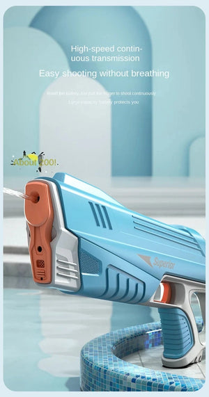 Planet Gates 43cm Full Electric Automatic Water Storage Gun Toys Portable Children Summer Beach Outdoor Fight Fantasy Toys for Boys Kids Game