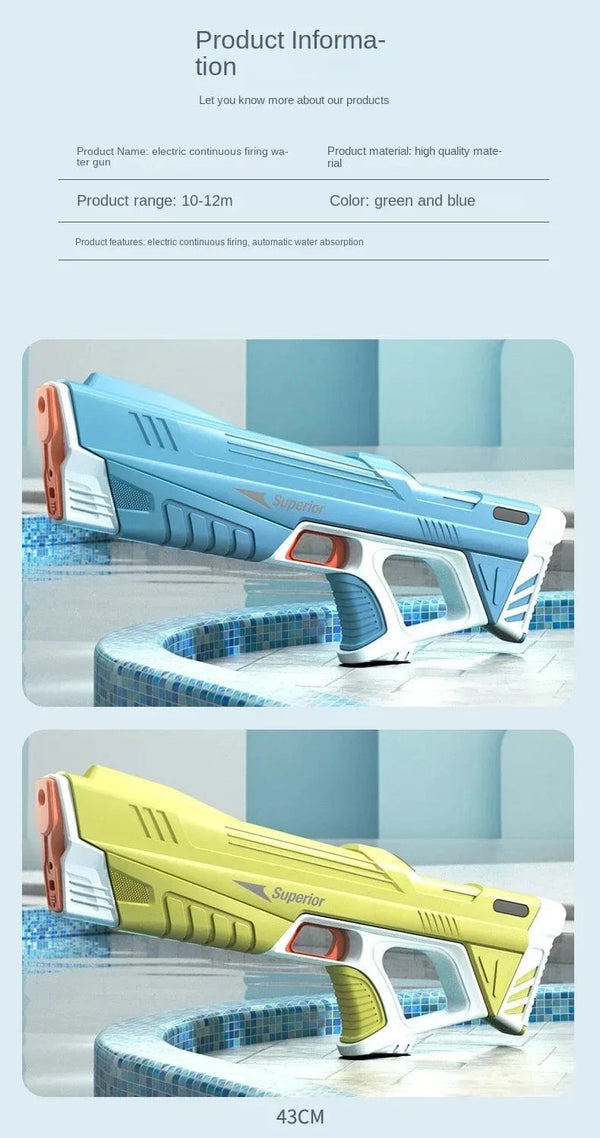 Planet Gates 43cm Full Electric Automatic Water Storage Gun Toys Portable Children Summer Beach Outdoor Fight Fantasy Toys for Boys Kids Game