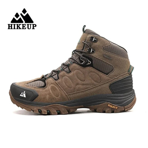 Planet Gates 44 / Brown HIKEUP High-Top Men Hiking Boot Winter Outdoor Shoes Lace-Up Non-slip Sports Casual Trekking Boots Man Suede Warm Shoes