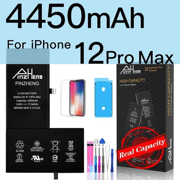 Planet Gates 4450mAh For 12ProMax PINZHENG Battery For iPhone X XR XS 11 12 13 Mini Max Pro Promax Real High Capacity Replacement Bateria Warranty One Year