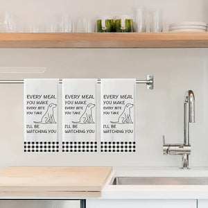 Planet Gates 45*70cm / 2 Kitchen Towels 2pcs, Hand Towels, Cute Dog Pattern Kitchen Towel, Dish Towel, Black And White Buffalo Plaid Wipe Hand Towel, Strong Absorbency, Kitchen Decorative Scouring Pad, Cleaning Stuff, Kitchen Supplies, Sweet Housewarming Gift