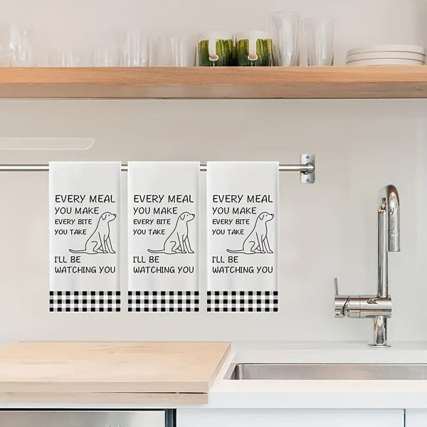 Planet Gates 45*70cm / 2 Kitchen Towels 2pcs, Hand Towels, Cute Dog Pattern Kitchen Towel, Dish Towel, Black And White Buffalo Plaid Wipe Hand Towel, Strong Absorbency, Kitchen Decorative Scouring Pad, Cleaning Stuff, Kitchen Supplies, Sweet Housewarming Gift