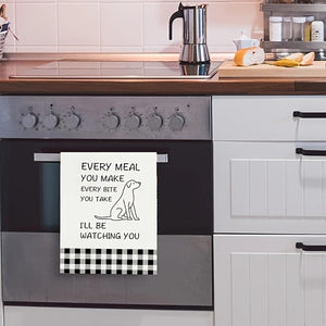 Planet Gates 45*70cm / 2 Kitchen Towels 2pcs, Hand Towels, Cute Dog Pattern Kitchen Towel, Dish Towel, Black And White Buffalo Plaid Wipe Hand Towel, Strong Absorbency, Kitchen Decorative Scouring Pad, Cleaning Stuff, Kitchen Supplies, Sweet Housewarming Gift