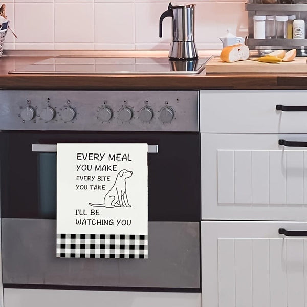 Planet Gates 45*70cm / 2 Kitchen Towels 2pcs, Hand Towels, Cute Dog Pattern Kitchen Towel, Dish Towel, Black And White Buffalo Plaid Wipe Hand Towel, Strong Absorbency, Kitchen Decorative Scouring Pad, Cleaning Stuff, Kitchen Supplies, Sweet Housewarming Gift