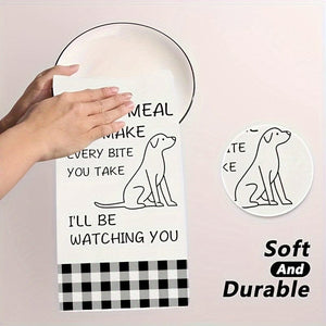 Planet Gates 45*70cm / 2 Kitchen Towels 2pcs, Hand Towels, Cute Dog Pattern Kitchen Towel, Dish Towel, Black And White Buffalo Plaid Wipe Hand Towel, Strong Absorbency, Kitchen Decorative Scouring Pad, Cleaning Stuff, Kitchen Supplies, Sweet Housewarming Gift