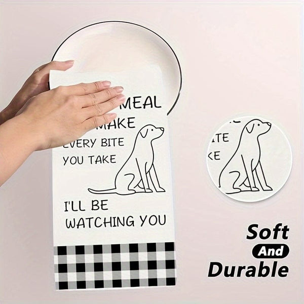 Planet Gates 45*70cm / 2 Kitchen Towels 2pcs, Hand Towels, Cute Dog Pattern Kitchen Towel, Dish Towel, Black And White Buffalo Plaid Wipe Hand Towel, Strong Absorbency, Kitchen Decorative Scouring Pad, Cleaning Stuff, Kitchen Supplies, Sweet Housewarming Gift