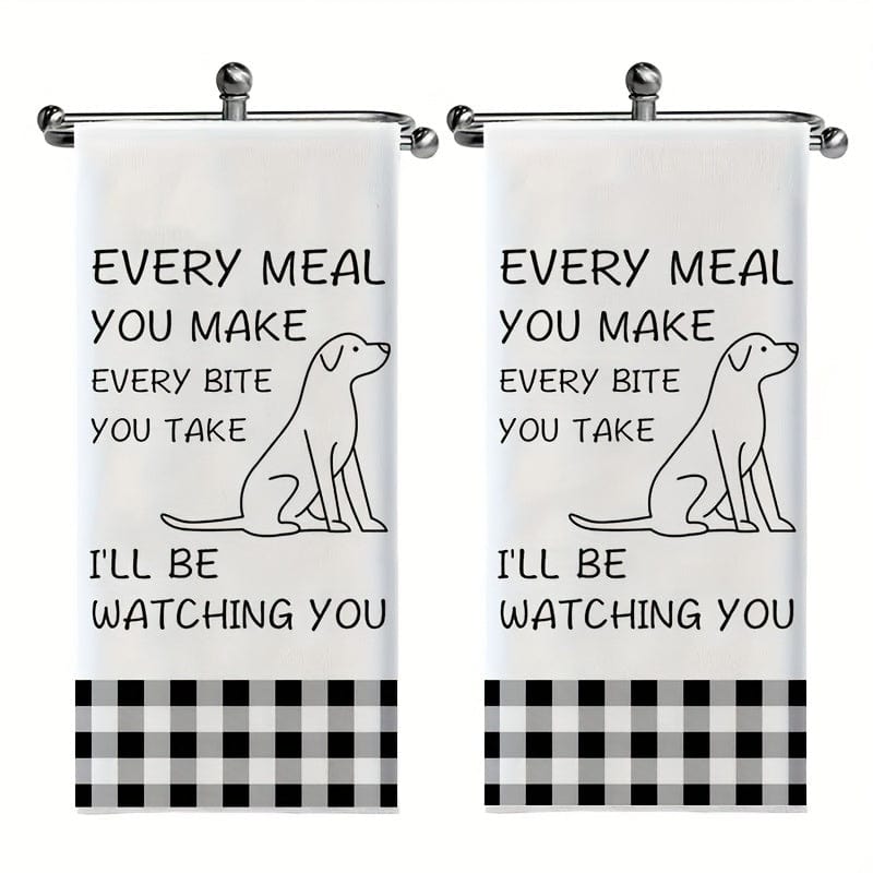 Planet Gates 45*70cm / 2 Kitchen Towels 2pcs, Hand Towels, Cute Dog Pattern Kitchen Towel, Dish Towel, Black And White Buffalo Plaid Wipe Hand Towel, Strong Absorbency, Kitchen Decorative Scouring Pad, Cleaning Stuff, Kitchen Supplies, Sweet Housewarming Gift