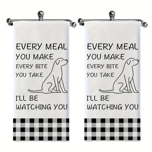 Planet Gates 45*70cm / 2 Kitchen Towels 2pcs, Hand Towels, Cute Dog Pattern Kitchen Towel, Dish Towel, Black And White Buffalo Plaid Wipe Hand Towel, Strong Absorbency, Kitchen Decorative Scouring Pad, Cleaning Stuff, Kitchen Supplies, Sweet Housewarming Gift