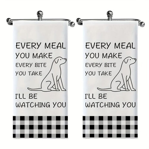 Planet Gates 45*70cm / 2 Kitchen Towels 2pcs, Hand Towels, Cute Dog Pattern Kitchen Towel, Dish Towel, Black And White Buffalo Plaid Wipe Hand Towel, Strong Absorbency, Kitchen Decorative Scouring Pad, Cleaning Stuff, Kitchen Supplies, Sweet Housewarming Gift