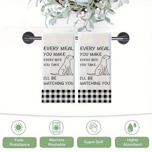 Planet Gates 45*70cm / 2 Kitchen Towels 2pcs, Hand Towels, Cute Dog Pattern Kitchen Towel, Dish Towel, Black And White Buffalo Plaid Wipe Hand Towel, Strong Absorbency, Kitchen Decorative Scouring Pad, Cleaning Stuff, Kitchen Supplies, Sweet Housewarming Gift