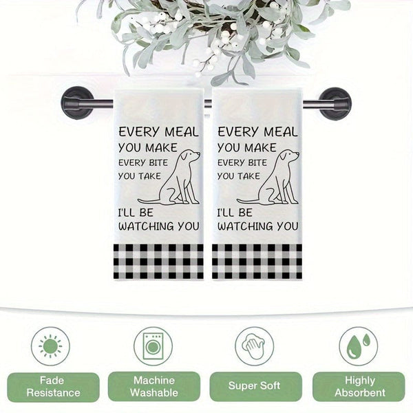 Planet Gates 45*70cm / 2 Kitchen Towels 2pcs, Hand Towels, Cute Dog Pattern Kitchen Towel, Dish Towel, Black And White Buffalo Plaid Wipe Hand Towel, Strong Absorbency, Kitchen Decorative Scouring Pad, Cleaning Stuff, Kitchen Supplies, Sweet Housewarming Gift