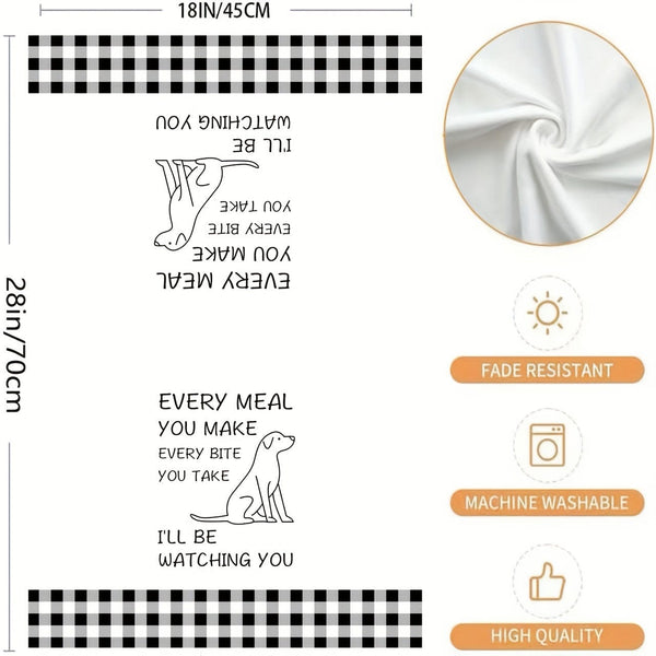 Planet Gates 45*70cm / 2 Kitchen Towels 2pcs, Hand Towels, Cute Dog Pattern Kitchen Towel, Dish Towel, Black And White Buffalo Plaid Wipe Hand Towel, Strong Absorbency, Kitchen Decorative Scouring Pad, Cleaning Stuff, Kitchen Supplies, Sweet Housewarming Gift