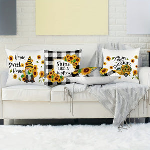 Planet Gates 45.72cmx45.72cm 4pcs Summer Sunflower English Letter Printed Throw Pillowcase, Pillow Cover For Bedroom Sofa Couch Car Home Decor, No Pillow Insert, 18*18in
