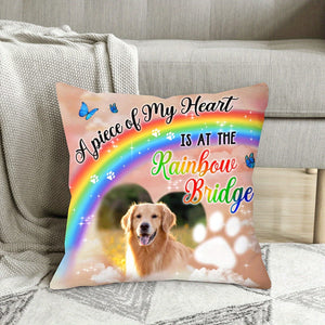 Planet Gates 45.72x45.72 cm 1pc, Gift For Loss Pet Custom 45.72x45.72 Cm Super Soft Short Plush Throw Pillow Photo A Piece Of My Heart Is At The Rainbow Bridge (No Pillow Core)