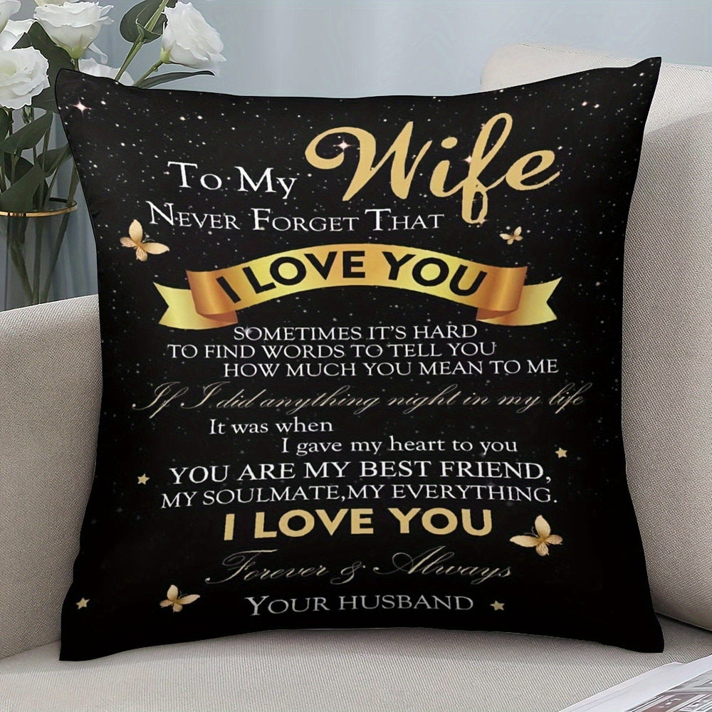 Planet Gates 45.72x45.72 cm 1pc I Love You Gifts For Her Wife Women, Anniversary Wedding Birthday Thanksgiving Gifts, Decorative Throw Cushion Cover Pillow Case For Family Bed Sofa Square Short Plush Decor 45.72x45.72 cm