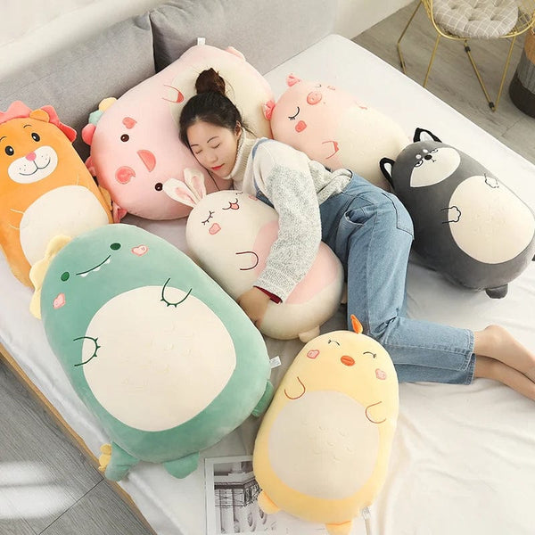 Planet Gates 45/80CM Squishy Toy Kawaii Animal Fat Dinosaur Shiba Inu Dog Pillow Plush Toys Cute Rabbit Doll Girls Bed Sleeping Cushion