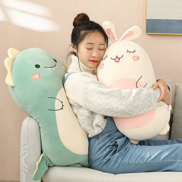 Planet Gates 45/80CM Squishy Toy Kawaii Animal Fat Dinosaur Shiba Inu Dog Pillow Plush Toys Cute Rabbit Doll Girls Bed Sleeping Cushion