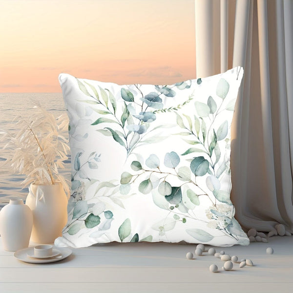 Planet Gates 450MM*450MM 1pc Soft Green Leaf Print Throw Pillow Case for Home Decor - 17.7x17.7in - Easy to Clean - Accent Pillow Cover - Pillow Insert Not Included