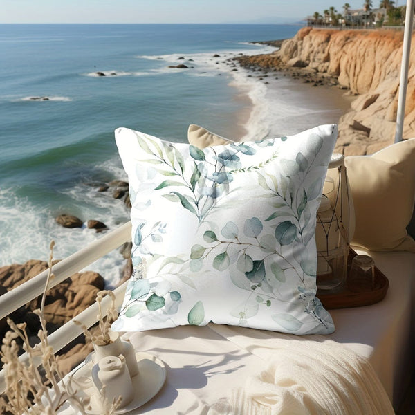 Planet Gates 450MM*450MM 1pc Soft Green Leaf Print Throw Pillow Case for Home Decor - 17.7x17.7in - Easy to Clean - Accent Pillow Cover - Pillow Insert Not Included