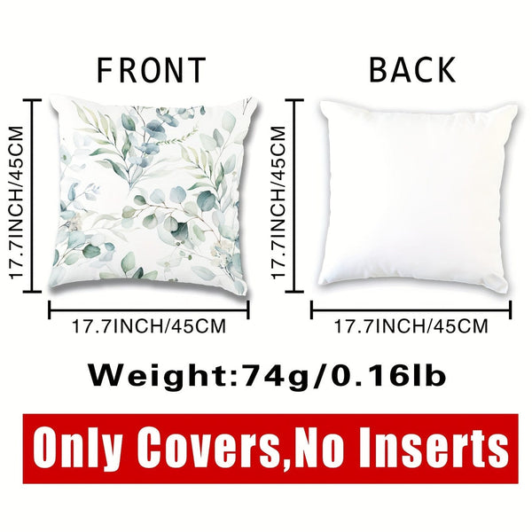 Planet Gates 450MM*450MM 1pc Soft Green Leaf Print Throw Pillow Case for Home Decor - 17.7x17.7in - Easy to Clean - Accent Pillow Cover - Pillow Insert Not Included