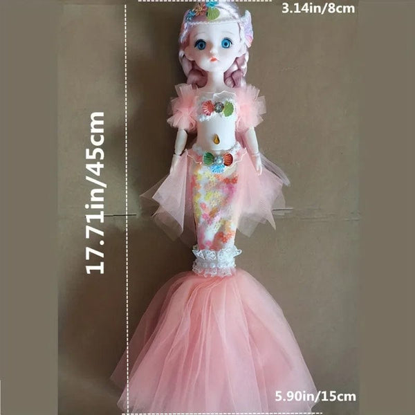 Planet Gates 45cm/17.72inch Mermaid Doll Girl Toy Blue Eyed Children's Princess Doll Wedding Dress Doll,Christmas/Halloween/Thanksgiving Gift