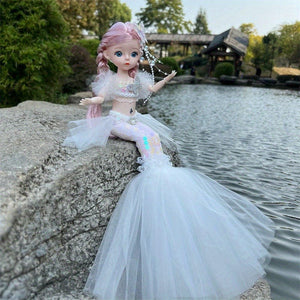 Planet Gates 45cm/17.72inch Mermaid Doll Girl Toy Blue Eyed Children's Princess Doll Wedding Dress Doll,Christmas/Halloween/Thanksgiving Gift