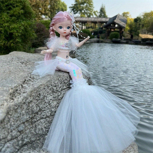 Planet Gates 45cm/17.72inch Mermaid Doll Girl Toy Blue Eyed Children's Princess Doll Wedding Dress Doll,Christmas/Halloween/Thanksgiving Gift
