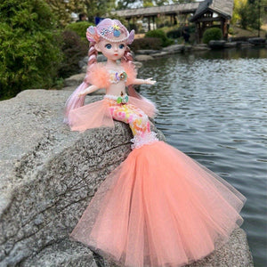 Planet Gates 45cm/17.72inch Mermaid Doll Girl Toy Blue Eyed Children's Princess Doll Wedding Dress Doll,Christmas/Halloween/Thanksgiving Gift