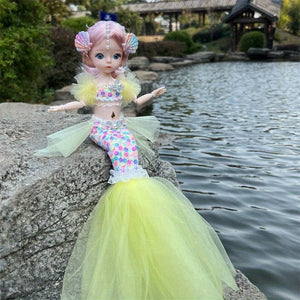 Planet Gates 45cm/17.72inch Mermaid Doll Girl Toy Blue Eyed Children's Princess Doll Wedding Dress Doll,Christmas/Halloween/Thanksgiving Gift