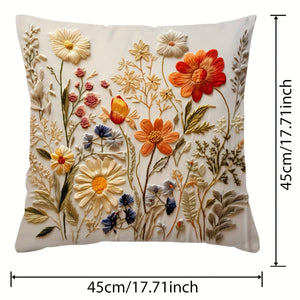 Planet Gates 45cm*45cm 1pc, Plant Flower Pattern Polyester Cushion Cover, Pillow Cover, Room Decor, Bedroom Decor, Sofa Decor, Collectible Buildings Accessories (Cushion Is Not Included)