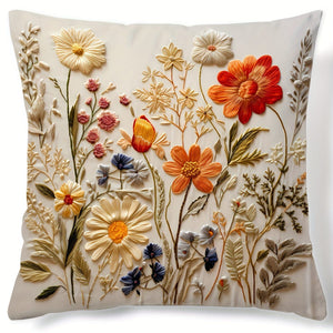Planet Gates 45cm*45cm 1pc, Plant Flower Pattern Polyester Cushion Cover, Pillow Cover, Room Decor, Bedroom Decor, Sofa Decor, Collectible Buildings Accessories (Cushion Is Not Included)