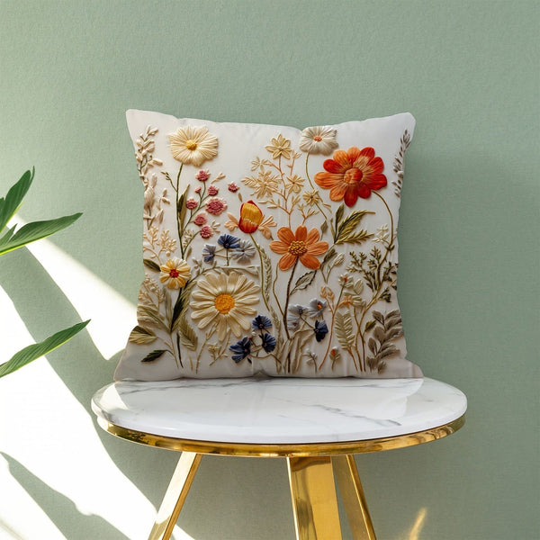 Planet Gates 45cm*45cm 1pc, Plant Flower Pattern Polyester Cushion Cover, Pillow Cover, Room Decor, Bedroom Decor, Sofa Decor, Collectible Buildings Accessories (Cushion Is Not Included)