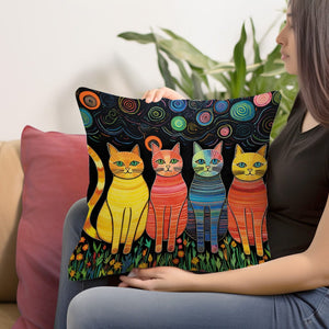 Planet Gates 45cm*45cm / 80g 1pc Cats Flannel Pillowcase For Household Sofas, Office Chairs, Pattern Printed Pillowcases, Cushions, Pillowcases, Suitable For Sofa Beds, Car Living Rooms, Home Decoration Room Decoration, No Pillow Core, 44.96 * 44.96 Cm