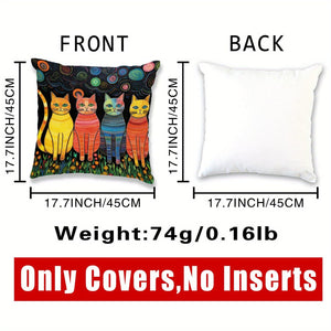 Planet Gates 45cm*45cm / 80g 1pc Cats Flannel Pillowcase For Household Sofas, Office Chairs, Pattern Printed Pillowcases, Cushions, Pillowcases, Suitable For Sofa Beds, Car Living Rooms, Home Decoration Room Decoration, No Pillow Core, 44.96 * 44.96 Cm