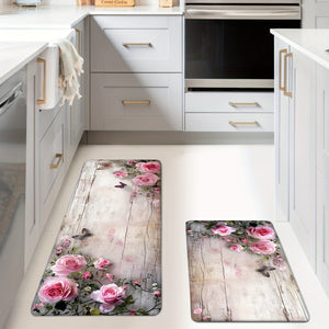 Planet Gates 45cm*75cm+45cm*120cm 1/2pcs, Carpet, Kitchen Mat, Flower Floor Mat, Kitchen Runner Rug, Durable Bathroom Pads, Non-slip Washable Blanket For Kitchen Living Room Bedroom Coffee Table Sink Laundry Room, Door Mat, Kitchen Floor Mat