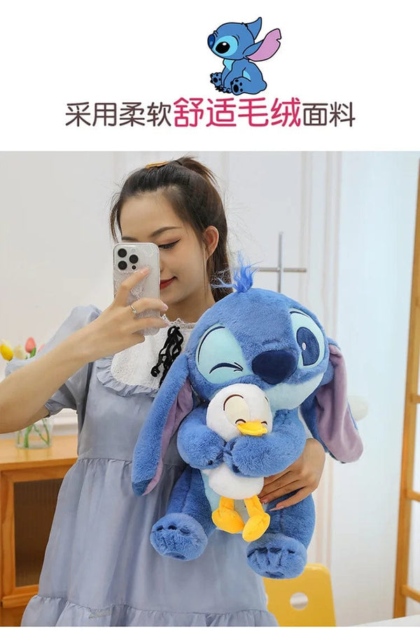 Planet Gates 45CM Disney Plush Doll Stitch Lilo Doll Cute Duck Stitch Plush Stuffed Toy Christmas Children's Birthday Gift Kawaii Decoration