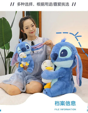 Planet Gates 45CM Disney Plush Doll Stitch Lilo Doll Cute Duck Stitch Plush Stuffed Toy Christmas Children's Birthday Gift Kawaii Decoration