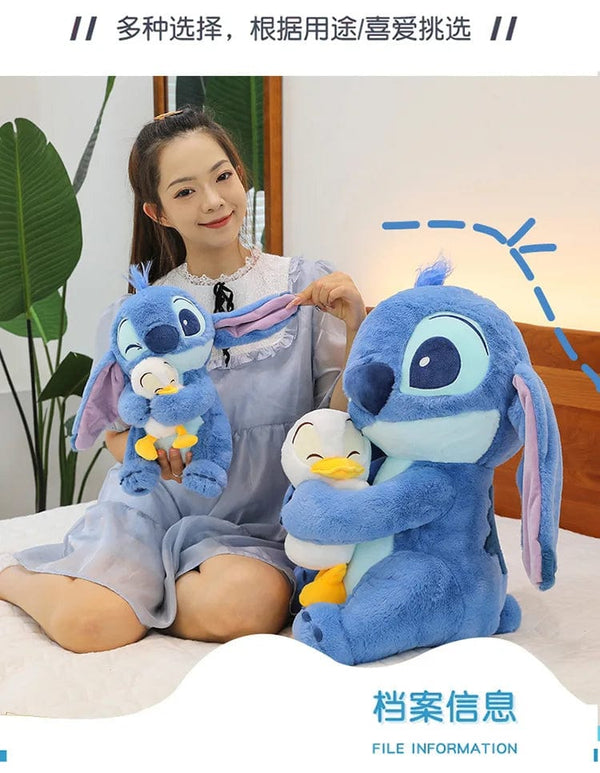 Planet Gates 45CM Disney Plush Doll Stitch Lilo Doll Cute Duck Stitch Plush Stuffed Toy Christmas Children's Birthday Gift Kawaii Decoration