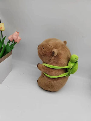 Planet Gates 45cm Fully Filled Capybara Plush Animal With Turtle Tortoise Backpack Toys For Baby Appease Sleeping Pillow Christmas Nice Gift