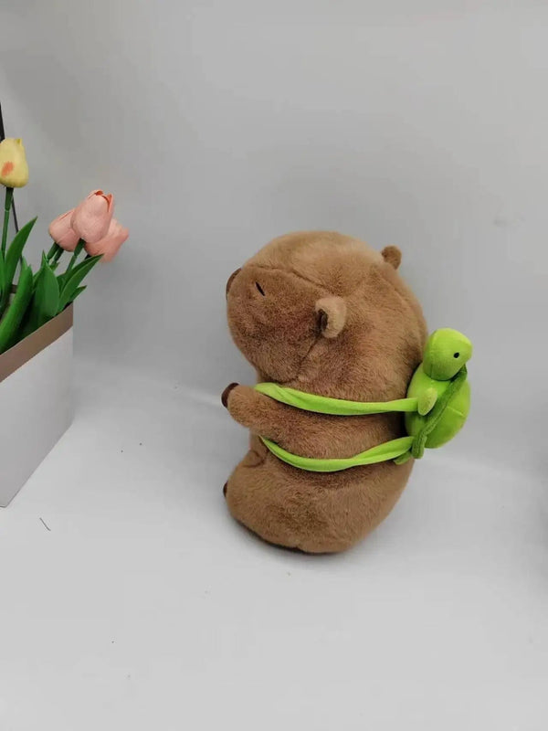 Planet Gates 45cm Fully Filled Capybara Plush Animal With Turtle Tortoise Backpack Toys For Baby Appease Sleeping Pillow Christmas Nice Gift